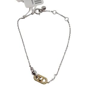 Michael Kors Astor‎ Link Sterling Silver Bracelet Pavé Crystal Gold Tone Accent